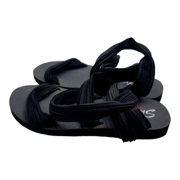 SKECHERS Shoes Womens Size 8 Black Yoga Foam Summer Sandals Beach - Picture 3 of 6